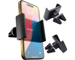 iSetchi Telefoonhouder Auto - Ventilatierooster - Uitschuifbaar Design - Universele GSM Houder - Autohouder Mobiel - Telefoonhouders Auto Ventilatie - Auto Accessoires - Zwart