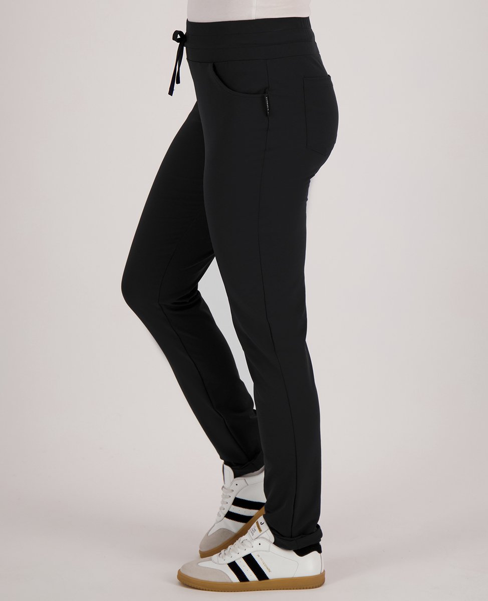 Je m'appelle Travelstof Dames Broek Regular fit Met stretch - Zwart - Maat M