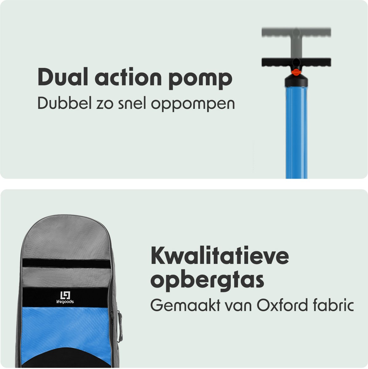 LifeGoods PaddlePro SUP Board - met Zitje - Opblaasbaar Paddle Board - Complete Set - Max. 150KG - 320x81cm - Wit/Sky Blue – foto 4