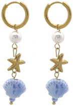Boucles d'oreilles femme - Design étoile de mer - Goud/Multicolore - 4,5 cm - Sans nickel