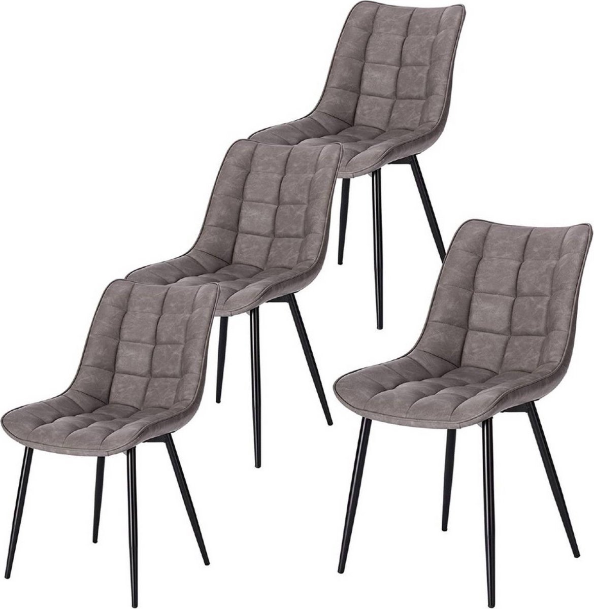 In And Outdoormatch Kunstlederen eetkamerstoelen - set van 4 - stevig & elegant - ergonomisch gevormd - ideaal voor diverse interieurs - donkergrijs