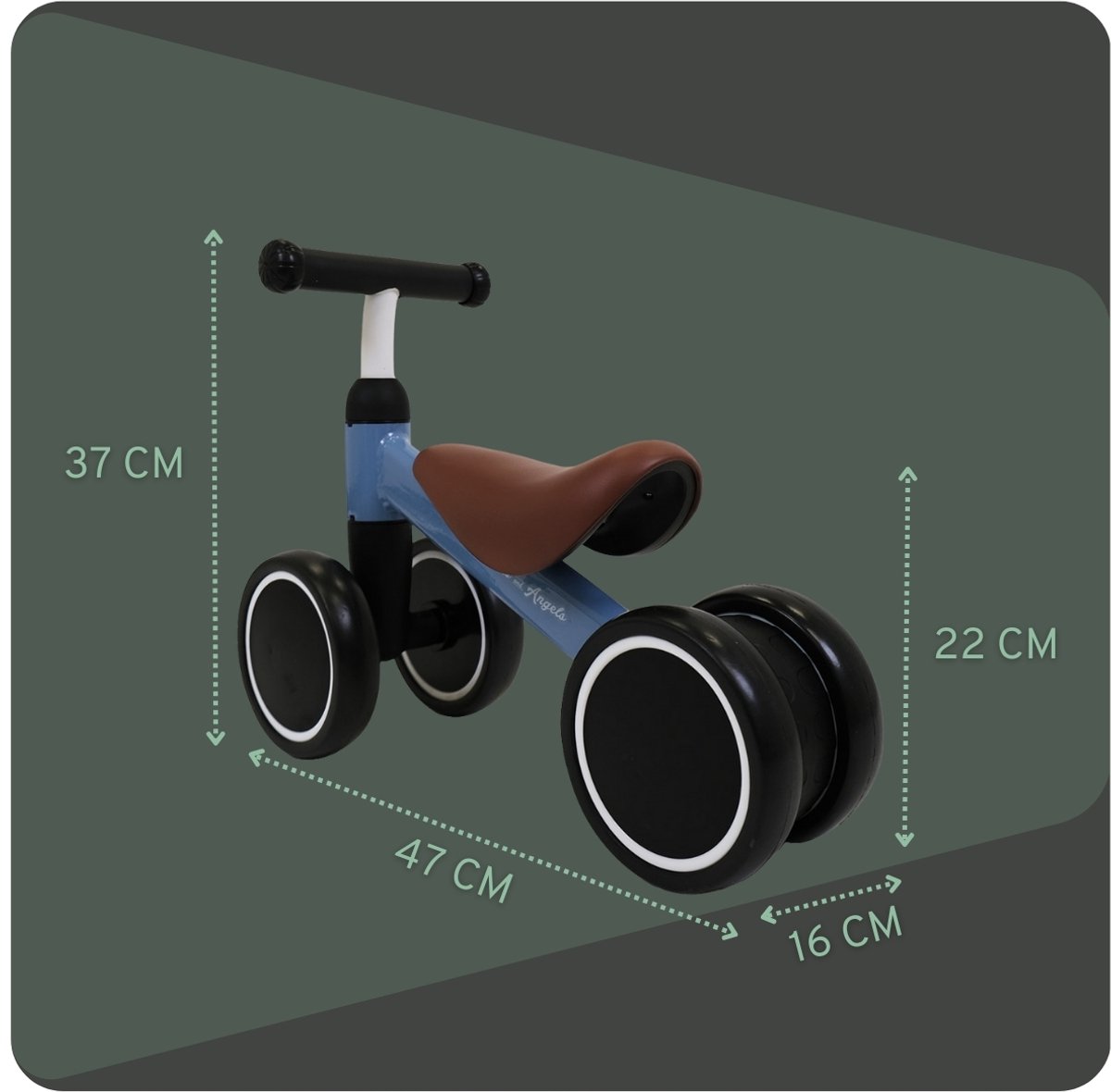 Bandits & Angels Loopfiets Little Starter Petrol Blauw vanaf 1 Jaar voor Jongens en Meisjes - Metaal - Blauwe Loop Fiets - Compact en Veilig voor Binnen en Buiten — afbeelding 7