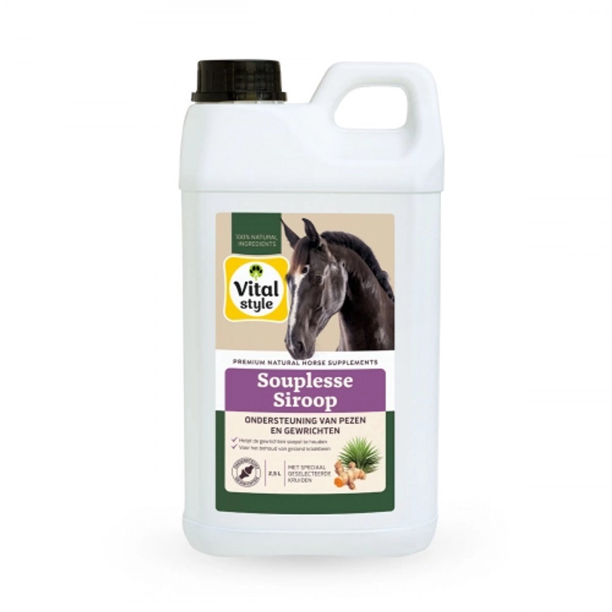 VITALstyle Souplessesiroop - Paarden Supplement - Krachtige Formule Voor Pezen, Banden & Gewrichten - Met o.a. Glucosamine & Hyaluronzuur - 2,5 L