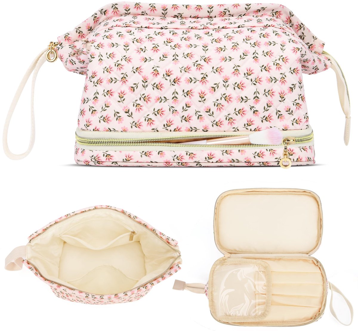My Ninki ® Stijlvolle en Ruime Reistas voor Cosmetica en Accessoires met Bloemenmotief