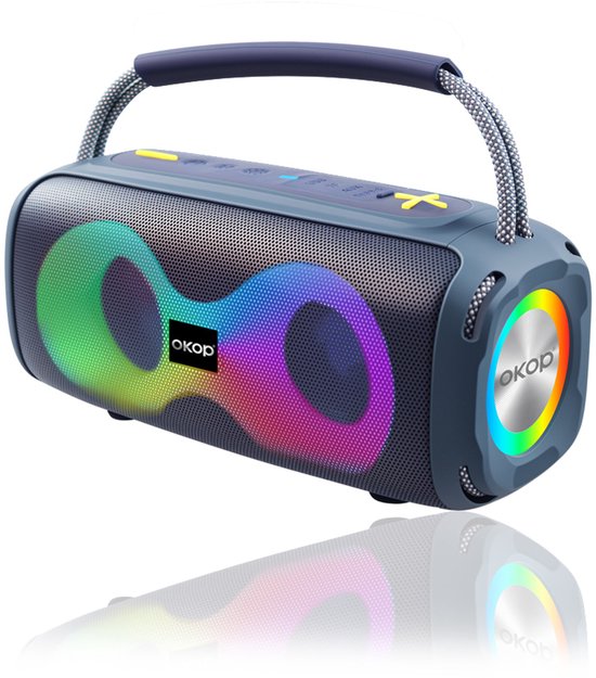 Foto: Okop bluetooth speaker draadloze muziek box draagbaar verlichting 2x5w verschillende kleuren rgb led blauw