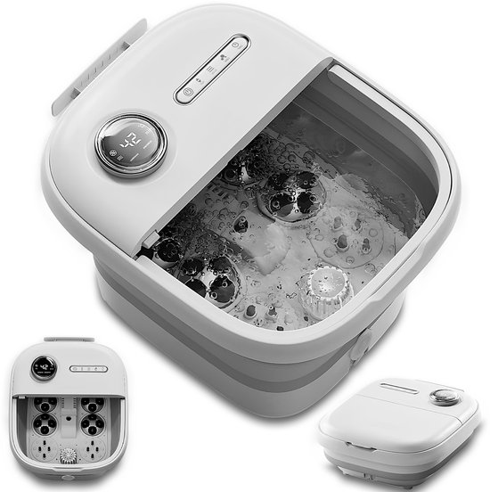 Aqua Deluxe® Automatische Voetenbad Massage - Voetmassage Apparaat - Voetenbaden Met Massage - Inklapbaar - Verwarming tot 48°C - zwart