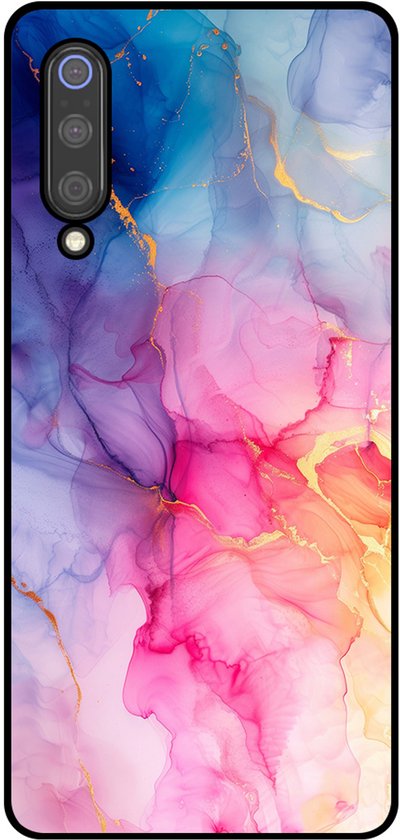 Coque Smartphonica pour Xiaomi Mi 9 avec motif marbré - Coque arrière en TPU motif marbré - Arc-en - ciel