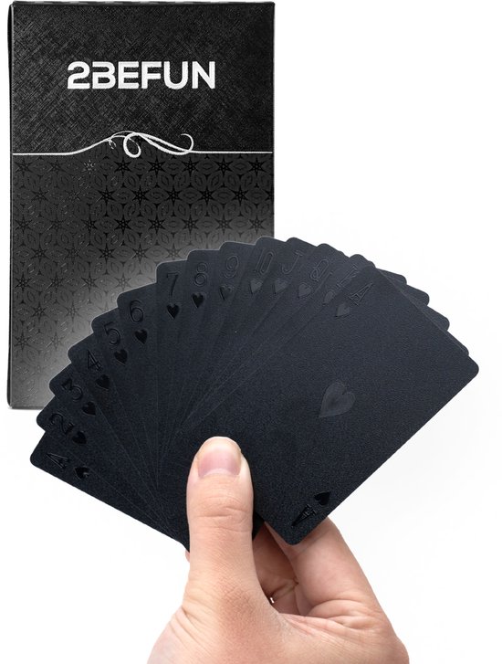 Cartes à Jouer Imperméables 2BEFUN pour Adultes - Cartes - Jeu de Cartes - Cartes de Poker - Jeu à Boire - Noir