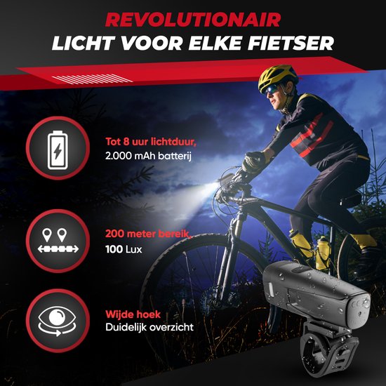 Lumora Fietsverlichting Set - 500 Lumen LED - USB Oplaadbaar Fietslicht Voor en Achter - 1000m bereik - Waterdicht - Voor Racefiets, MTB en Fietsen — afbeelding 5