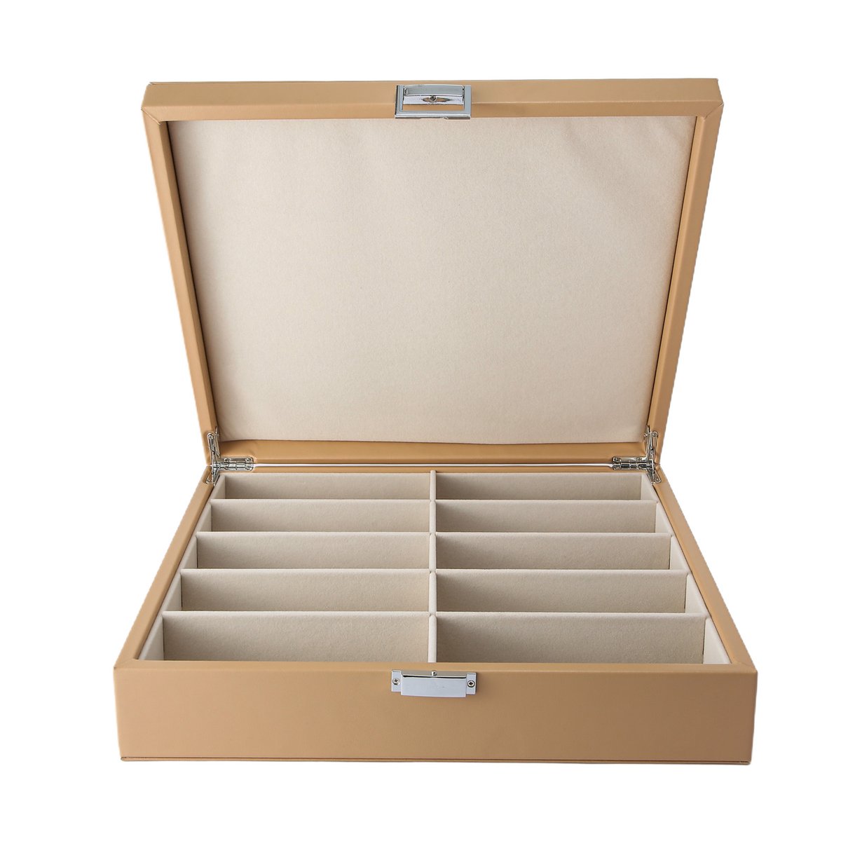 Emilie collection - brillendoos - beige - luxe opbergdoos voor 10 brillen en zonnebrillen - maat Large
