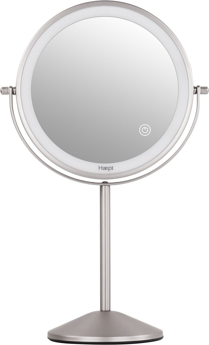 Haepi Bella - Make-up Spiegel met krachtige verlichting, oplaadbaar, compact, 10x vergroting, dubbelzijdig