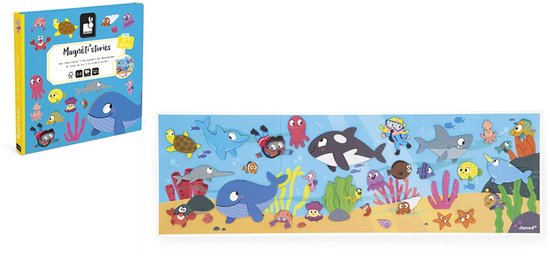 Janod - Magneti Stories De Zeebodem – Educatieve Magneetset Met 30 Magneten – Magneetboek - Fantasierijk Speelgoed - Geschikt Voor Kinderen Vanaf 3 Jaar