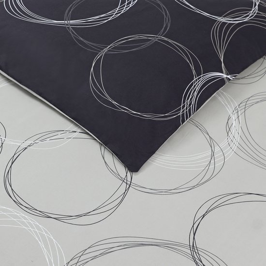 VISION Lenny - Tweezijdig omkeerbaar Dekbedovertrekset - 100% katoen: zacht en soepel - Eenpersoons - Dekbedovertrek 140 x 200 cm met 1 bijhorende sloop - Antraciet / Grijs - Oekotex gecertificeerd van VISION — afbeelding 4