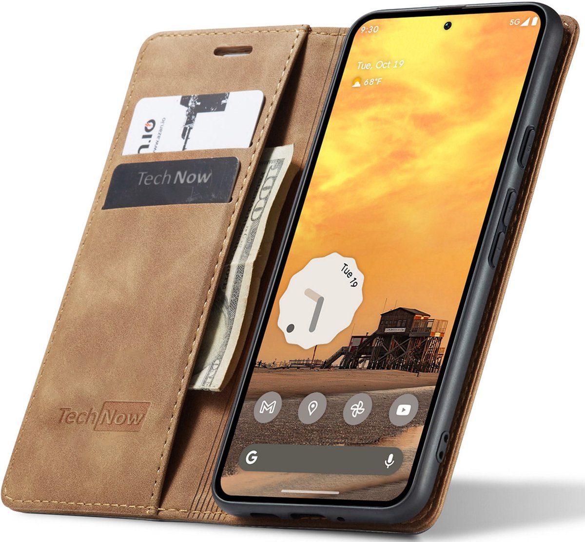 Hoesje geschikt voor Google Pixel 9a - Book Case Leer Slimline Bruin