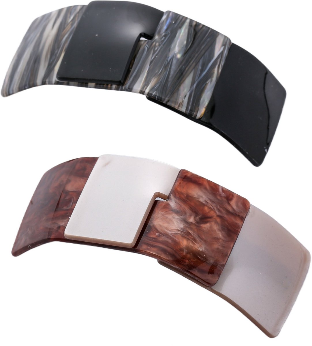Emilie collection - haarspeld - groot - 2 stuks - zwart - zilver - bruin