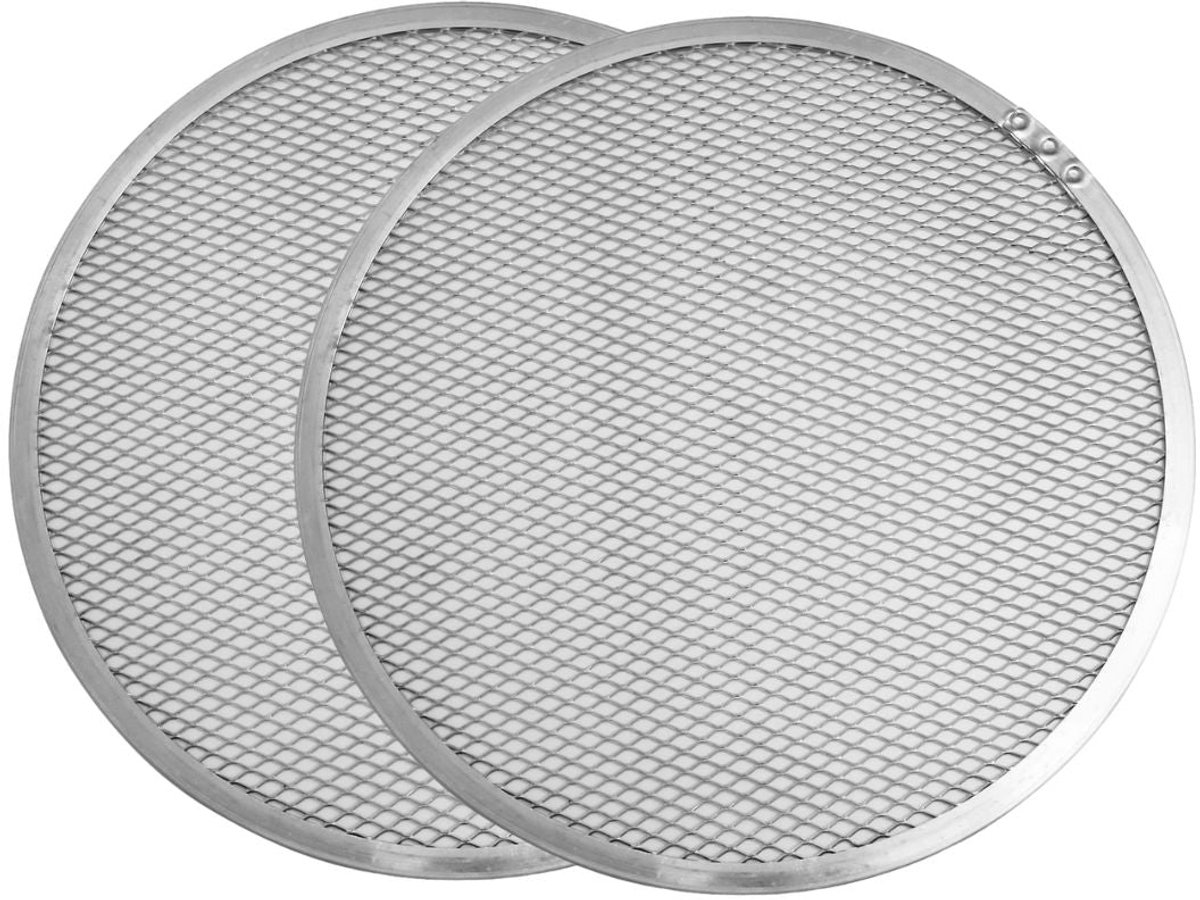 Set van 2 geperforeerde aluminium diepvries pizzaplaten 33 cm FM Professional