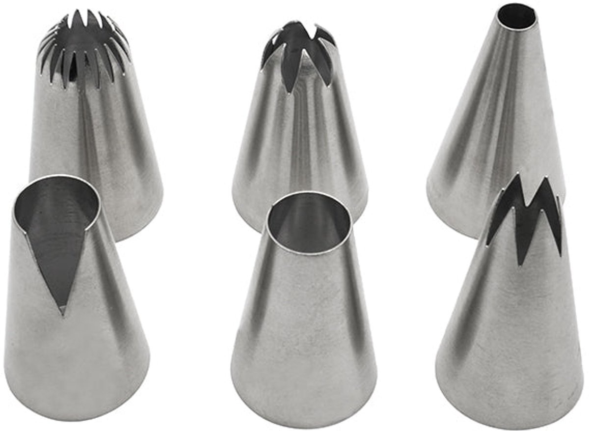 Set van 6 grote roestvrijstalen spuitmondjes Zenker Smart Pastry