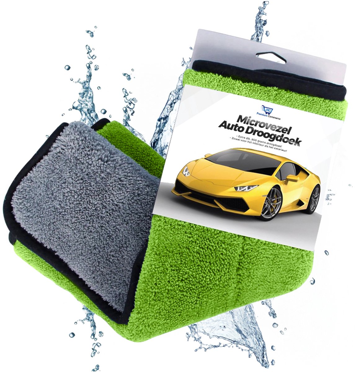 Goedkoopste Premium Commerce® - Droogdoek Badkamer - Auto - Microvezel Raamdoek - Ramen - 45 x 38 cm - Groen - Extra dik!