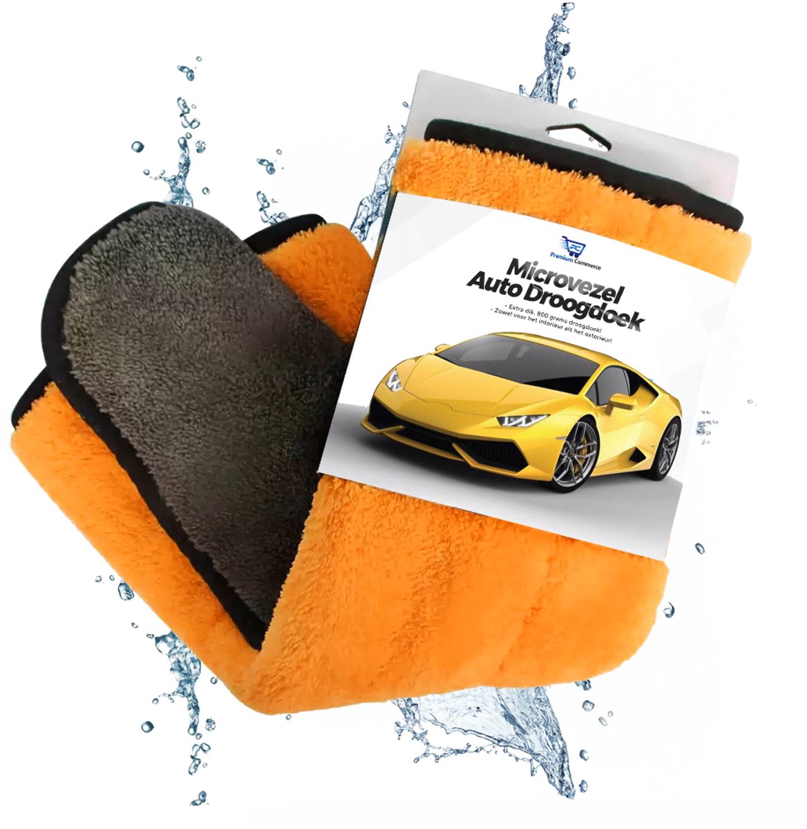 Goedkoopste Premium Commerce® - Droogdoek Badkamer - Auto - Microvezel Raamdoek - Ramen - 45 x 38 cm - Oranje - Extra dik