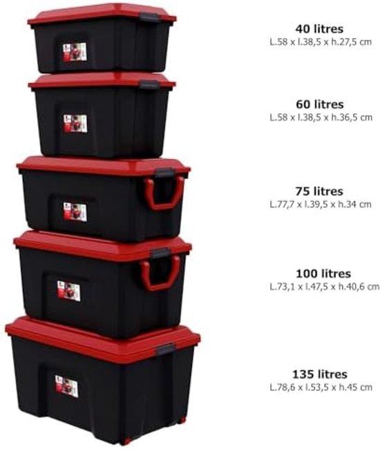 SUNDIS LOCKER Set of 3 60L Plastic Storage Boxes Reinforced