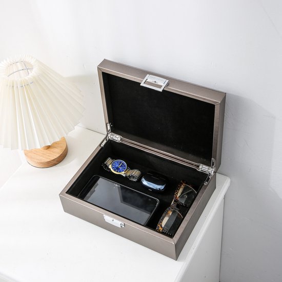 Collection Emilie - boîte de rangement - argent métallisé - boîte de rangement de luxe pour bijoux et accessoires - taille moyenne