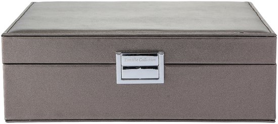 Collection Emilie - boîte de rangement - argent métallisé - boîte de rangement de luxe pour bijoux et accessoires - taille moyenne