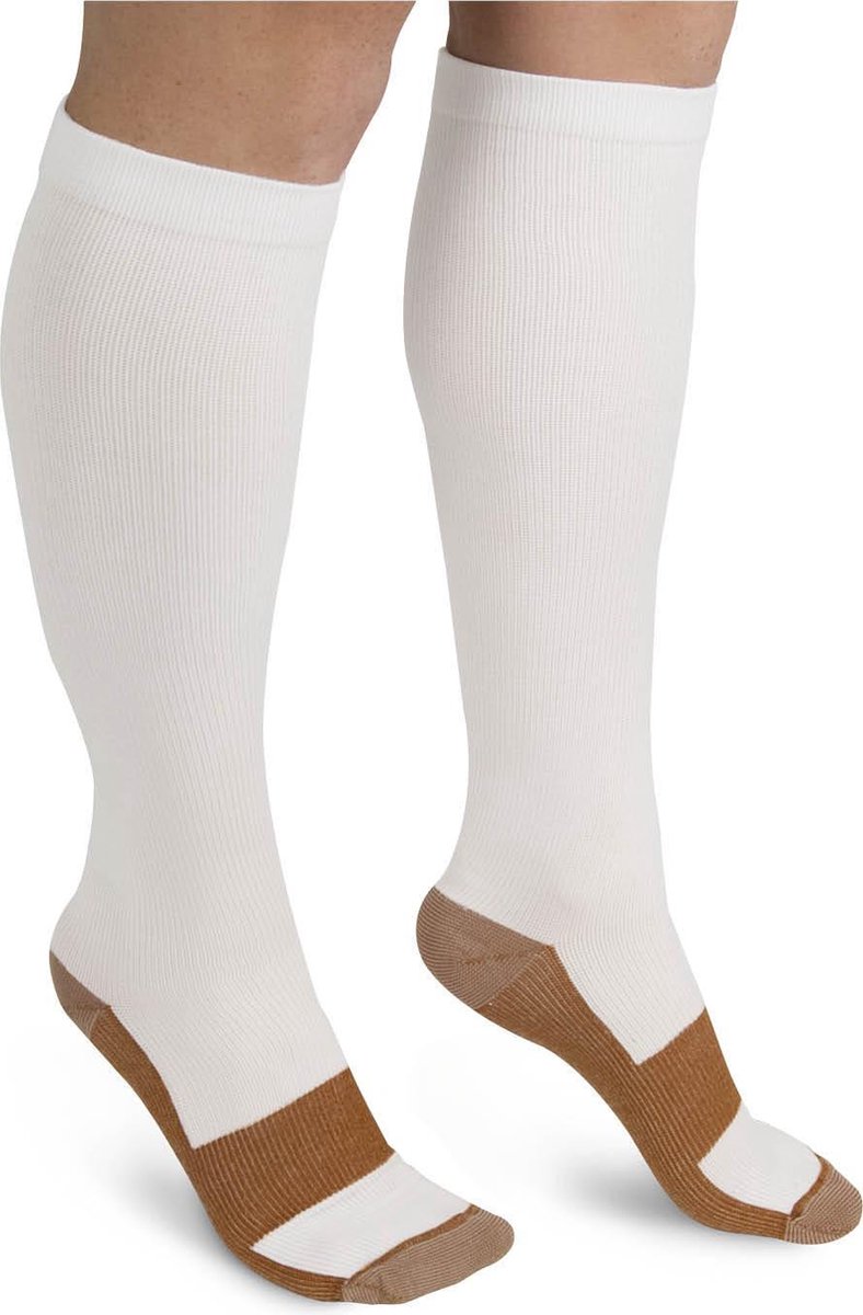 O'DADDY® compressie sokkken duopack - compressiekousen - sportsokken uniseks - wit l/xl