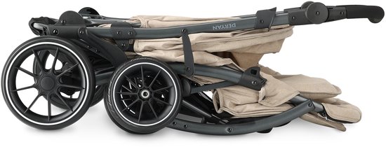 Deryan Luxe Elena Dubbele buggy- duo buggy - tandem buggy - Compact en lichtgewicht - Nougat van Deryan — afbeelding 3