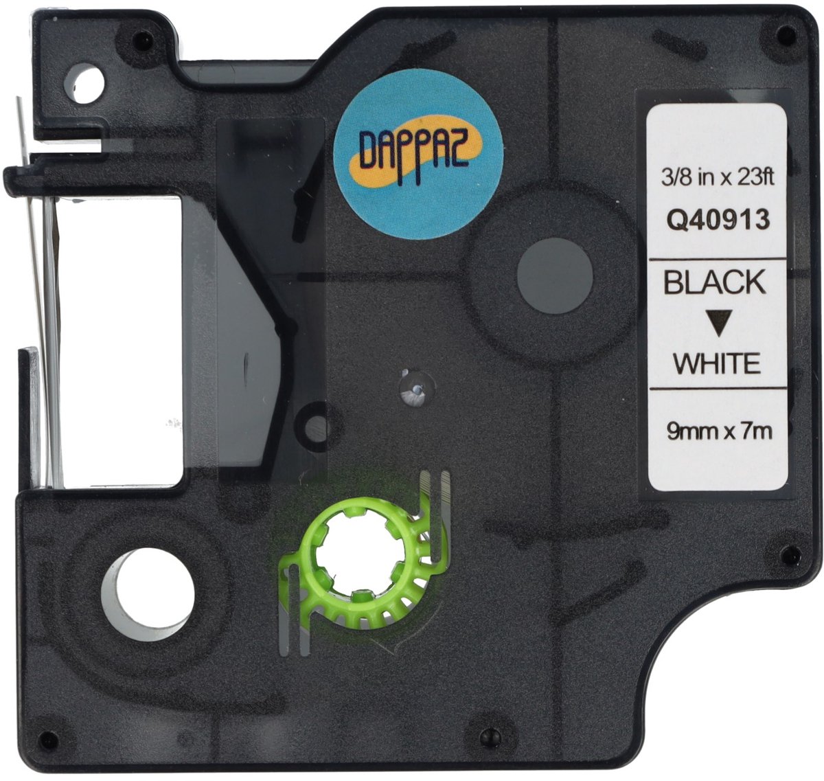 Dappaz - Compatible Plastic Labels D1 40913 Geschikt voor Dymo LabelManager - Zwart op Wit - 9 mm x 7 m - S0720680 Label Tape - 1 stuk