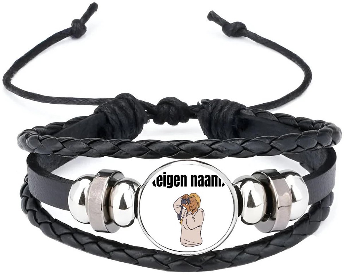 Akyol - fotograaf vrouw met eigen naam armband zwart - Fotograaf - fotografen - leuk cadeau voor iemand die houd van foto's maken - cadeau - kado