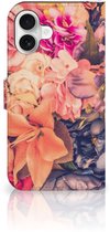Étui à rabat adapté pour iPhone 16 Plus , cadeau pour mère, bouquet de Fleurs