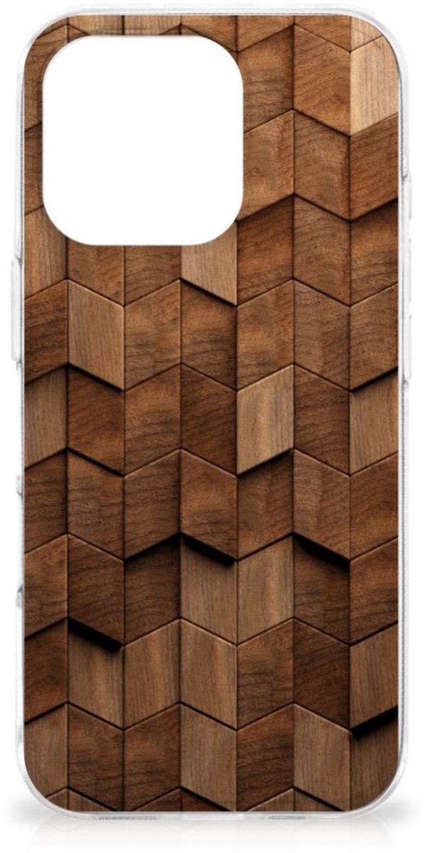Bumper Hoesje voor iPhone 16 Pro Max Wooden Cubes