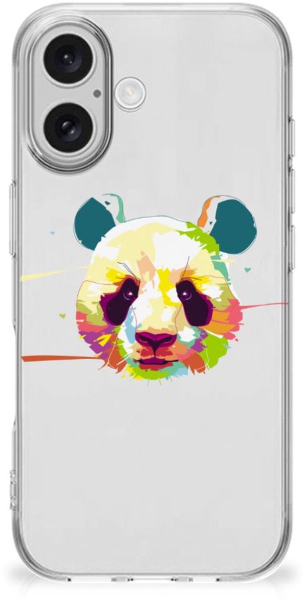 Back Cover voor iPhone 16 Telefoonhoesje met Naam Panda Color