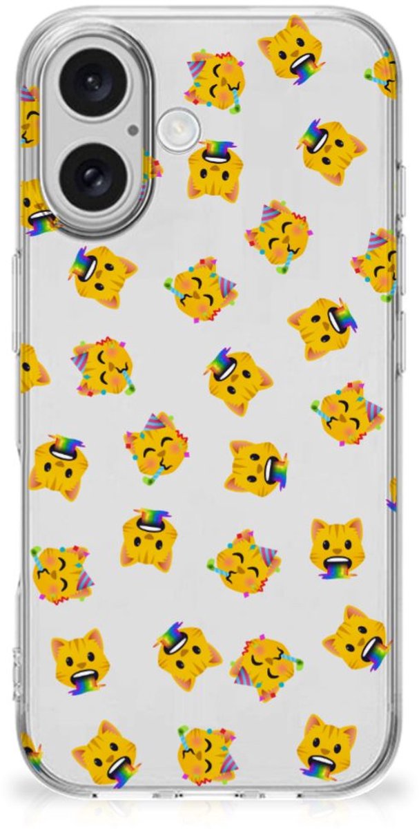 TPU bumper voor iPhone 16 plus Katten Emojis