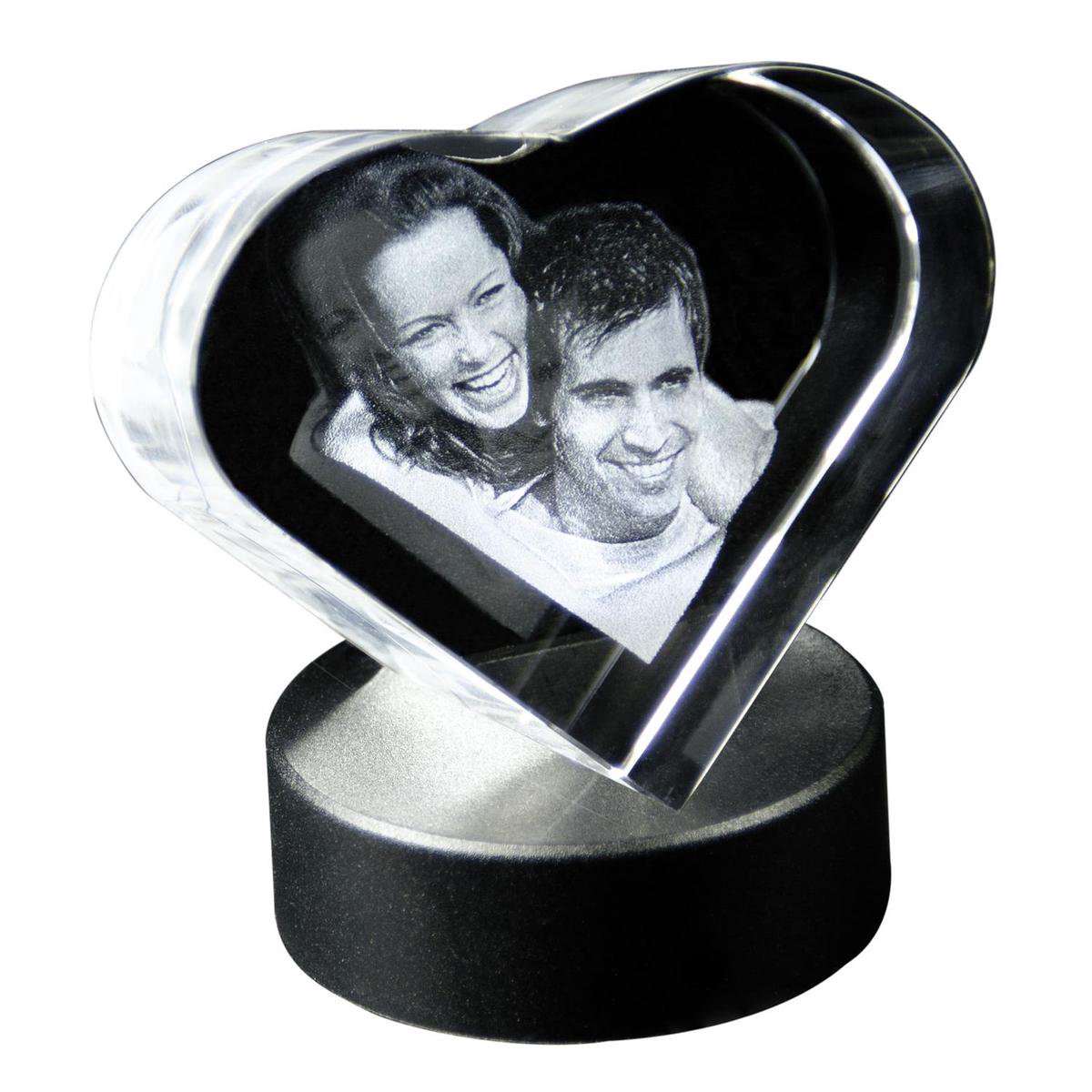 3d Foto Benelux Tafellamp - 2d Foto Hartvorm S Met Lichtsokkel | Valentijn | Huwelijk | Kerst | Verjaardag | Moederdag | Vaderdag | Trouwen | Sinterklaas | Cadeau | Kado | - Ø 6 Cm