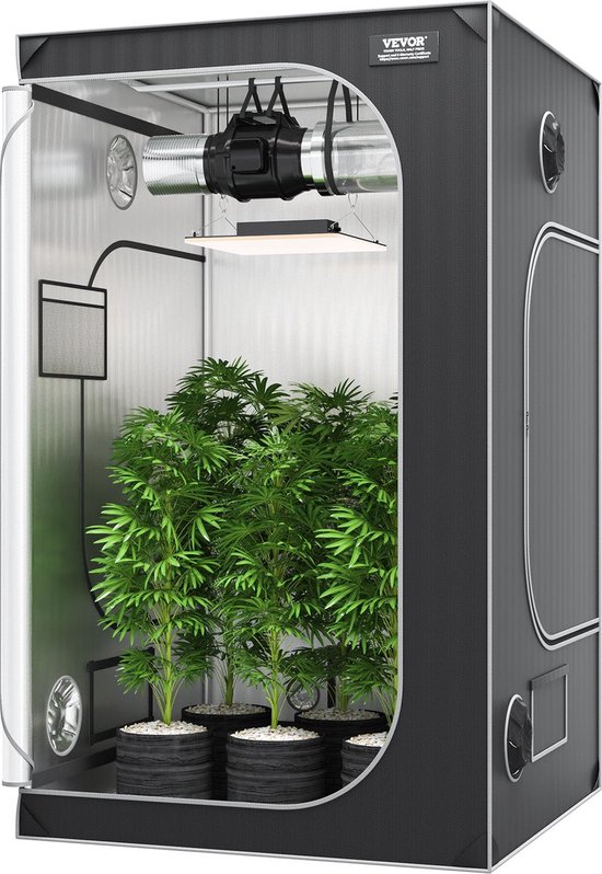 IPower Mylar Hydrocultuur Waterbestendige Kweektent Met Observatievenster En Verwijderbare Vloerlade Gereedschapstas Voor Zaailingen Binnen Planten Vermeerdering Bloesem Zwart Zilver 91 4 X 750647597