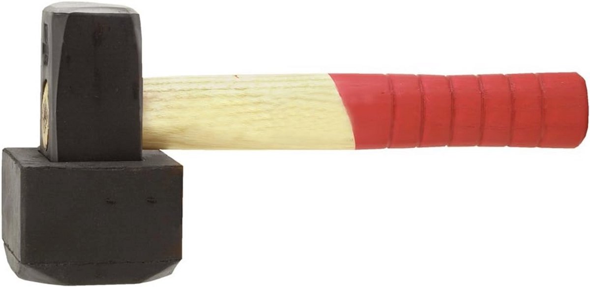 Plaatleghamer 1250 g - Houten steel van Hickory met rubberen opzetkap - Professioneel gereedschap voor perfecte platenlegging