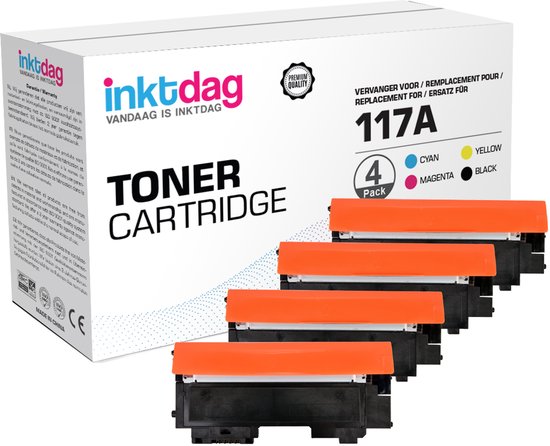 Cartouches de toner laser multipack Inktdag® pour toner HP 117A ( HP W2070A, HP W2071A, HP W2072A et HP W2073A) Convient pour HP Color Laser 150A, 150NW, MFP 178NW, MFP 179NW