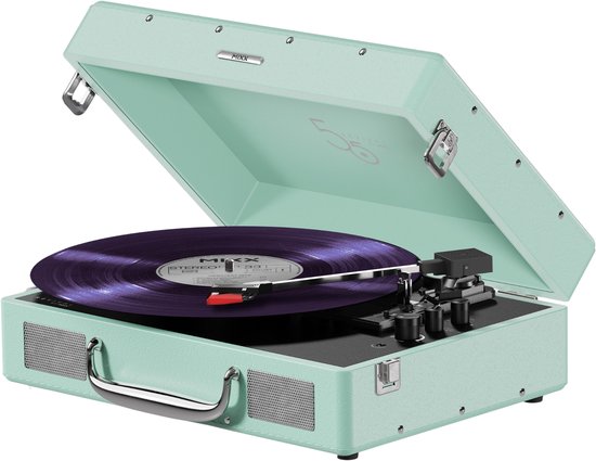 Mixx Revival 55 Stereo Vinyl - Platenspeler - Bluetooth - 33/45 RPM - Draagbare Koffer - Groen
