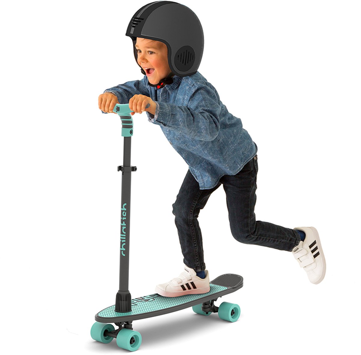Chillafish Skateboard en Step 2-in-1 - Kinderstep omvormbaar naar Skateboard - Blauw Groen - Jongens en meisjes 3 jaar en ouder - Verstelbaar stuur - Model Skatieskootie 2 — afbeelding 5