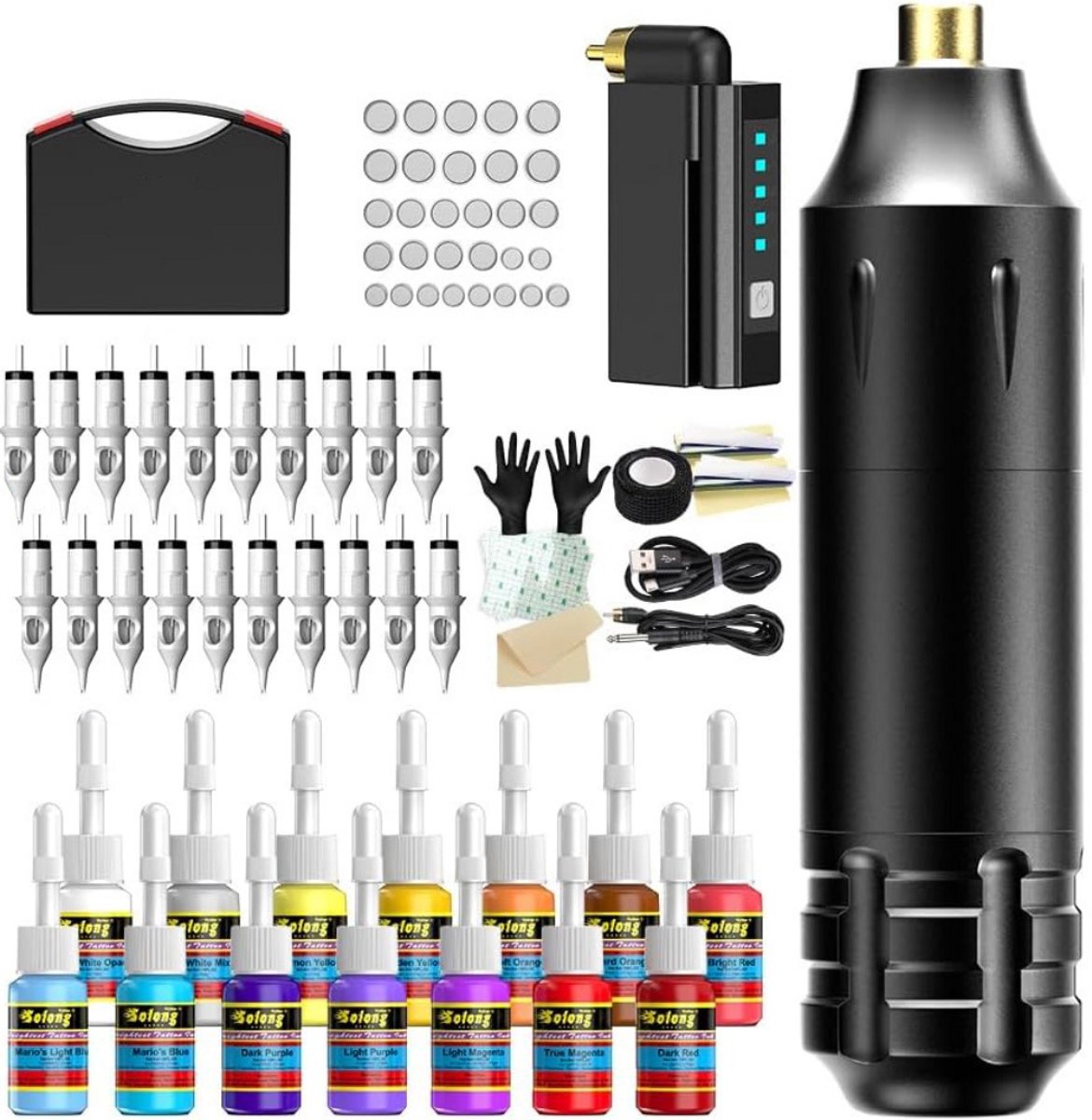 CRLYN® Hoge Kwaliteit Tattoo Machine met Accessoires - Tattoo Machines Draadloos - Tattoo Set