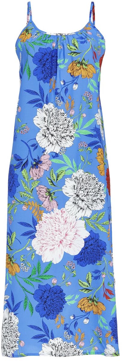 Lange bont gebloemde strandjurk - Blauw - Maat - 40