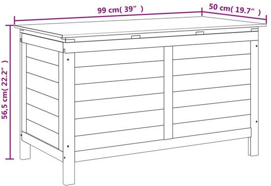 vidaXL Opbergbox voor buiten 113x50x60,5 cm massief acaciahout, kussenkist, opbergkist, opbergbox, houten kist, box, kussenkisten, houten kisten