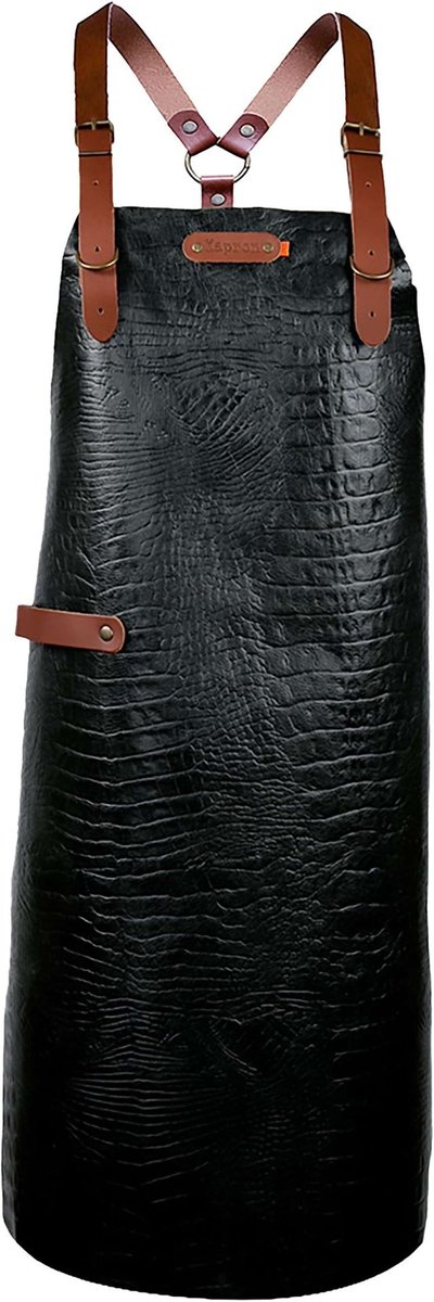 Xapron - New York Caiman Schort met Schouderbanden XL Leer - Leer - Zwart -