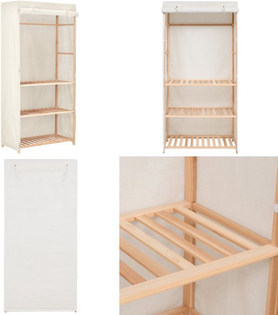 Kledingkast 3-laags 79x40x170 cm stof grijs