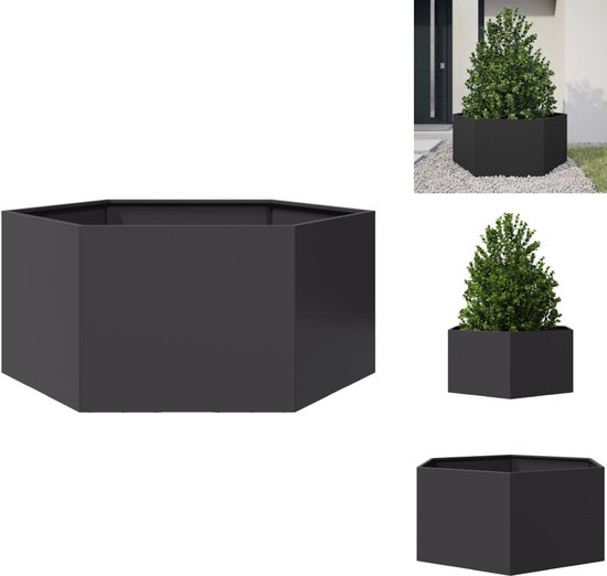 vidaXL Bloembak Metalen Antraciet - 90 x 40 x 23 cm - Staal