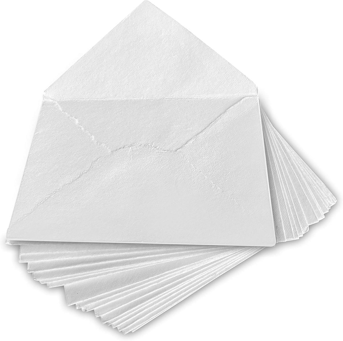 Handgemaakte Witte Deckle Edge Envelop - 11 x 16 cm - Pak van 25 - Perfect voor Aankondigingen en Wenskaarten