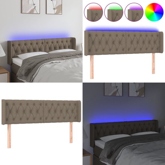vidaXL Tête de lit LED 147x16x78/88 cm Taupe Tissu