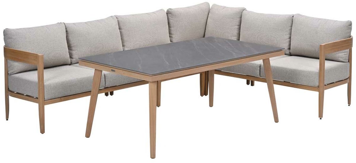 Carrara lounge-diningset - 5-dlg. - light teaklook - sand - Centostone