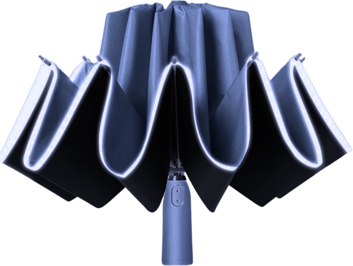 Tamarow Automatische Opvouwbare Paraplu - Omgekeerd Design - Windproof - Lichtgewicht - Reflectie - Omgekeerd Design - Blauw